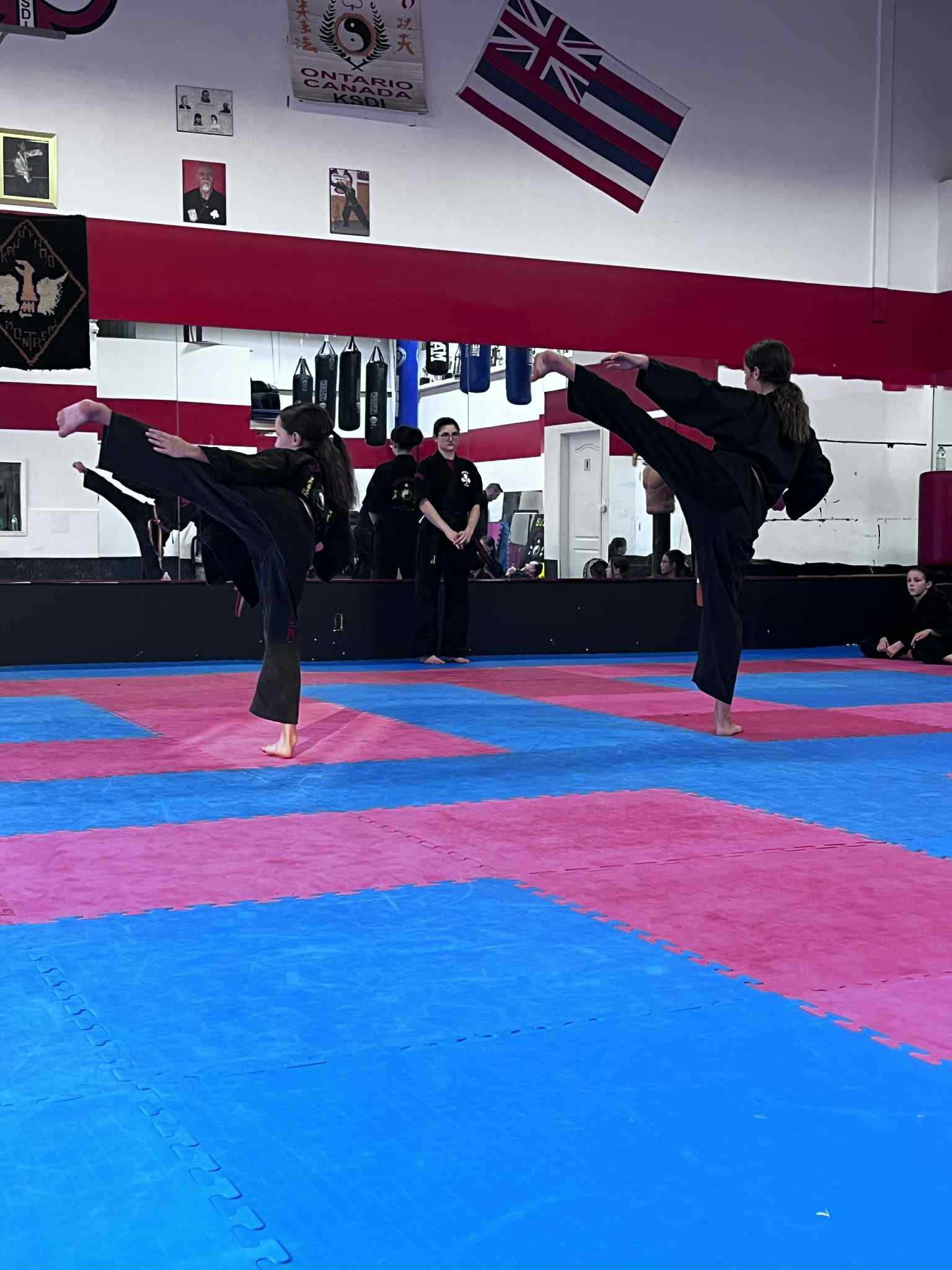 Action shot of a Embrun Family Karate test